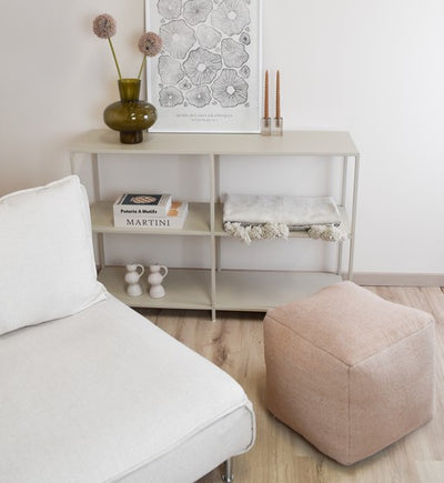 Square Fabric Pouf – Beige