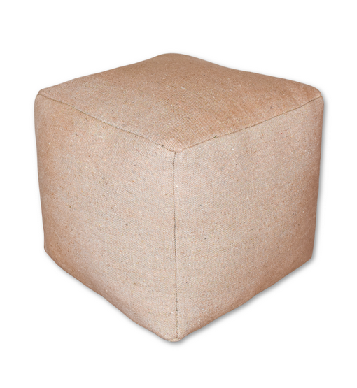 Square Fabric Pouf – Beige