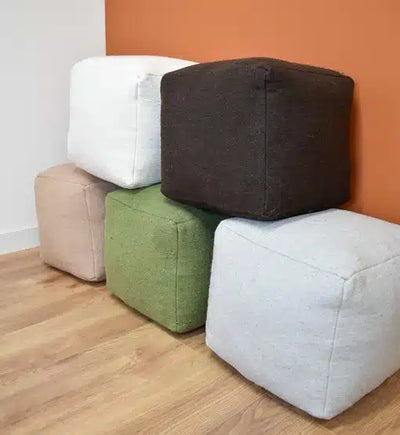 Square Fabric Pouf – Beige